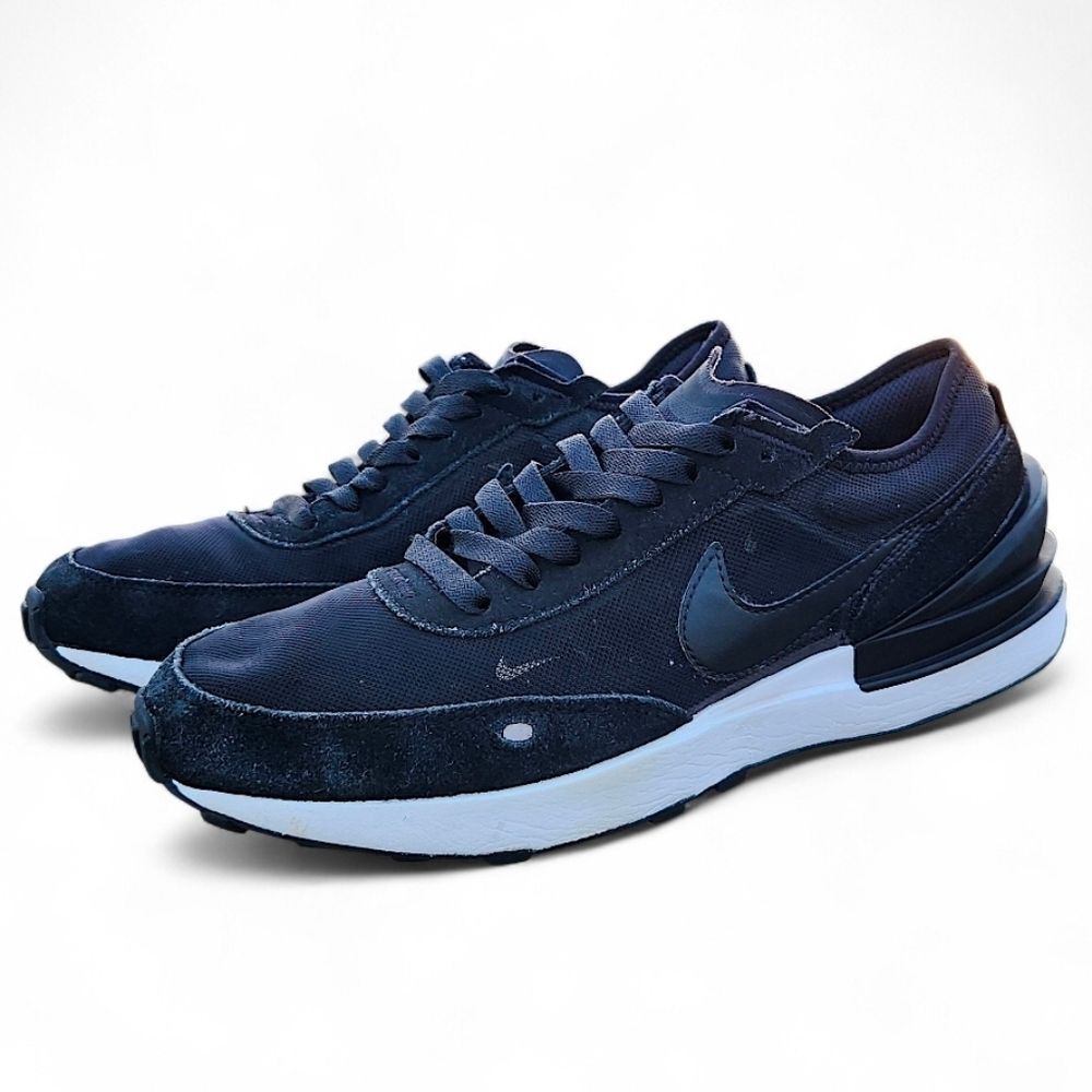 Nike Waffle One Girls Size 7 Youth Black Running Lifestyle Leather Sneakers Shoe